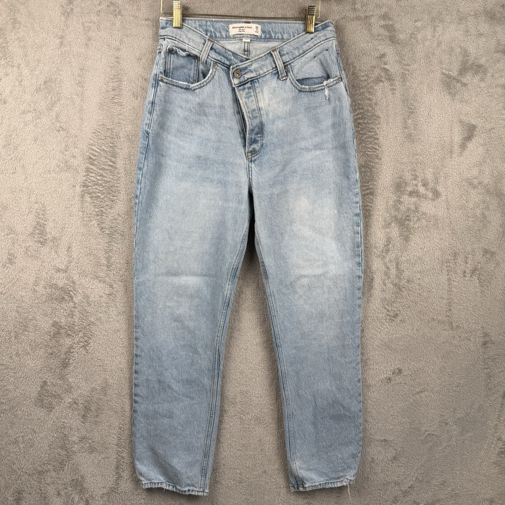 Abercrombie & Fitch The Dad High Rise Relaxed Blue Jeans 26 Short Light Wash